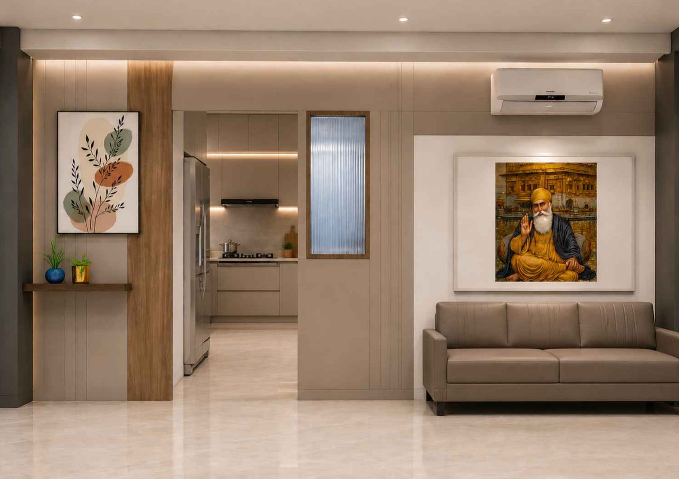 Living room, towards the kitchen