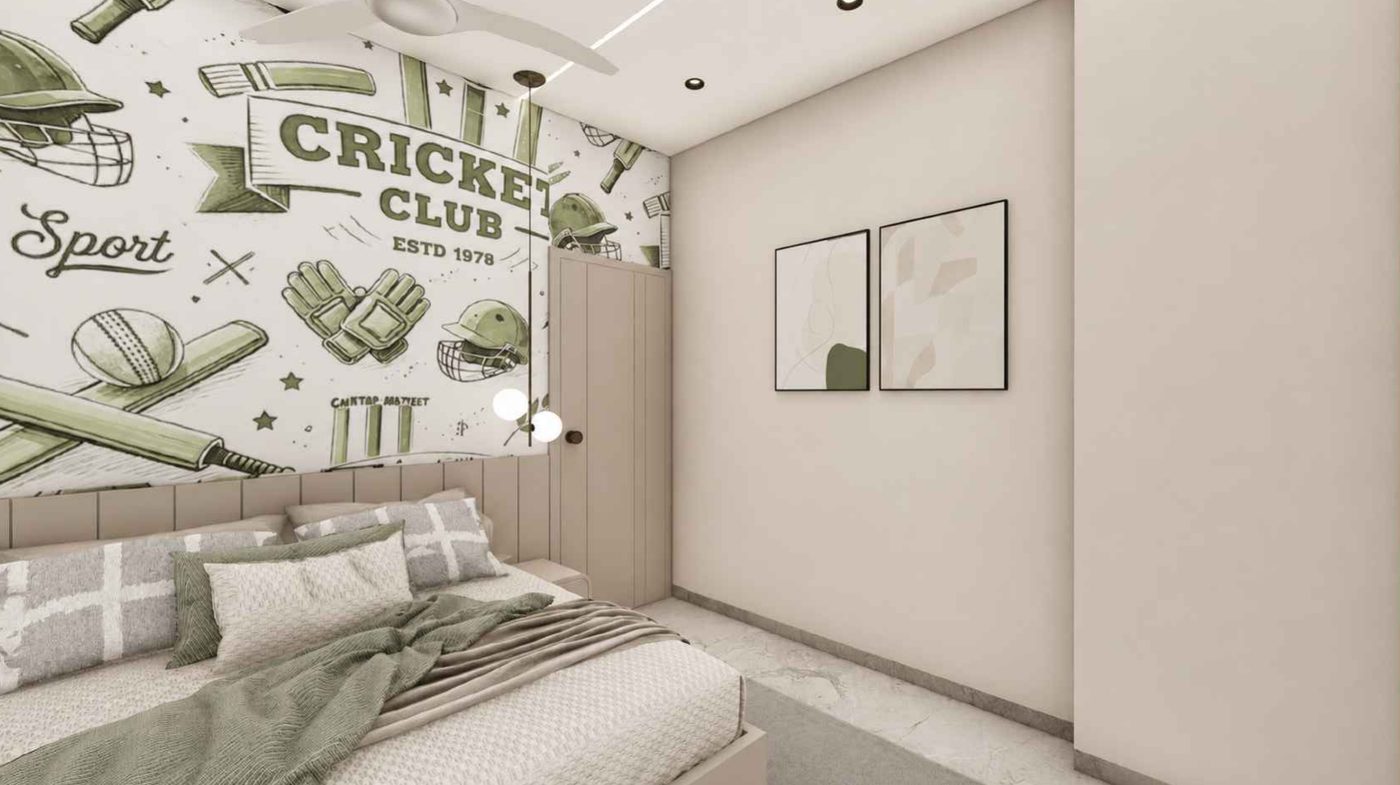 Son's bedroom, cricket wall