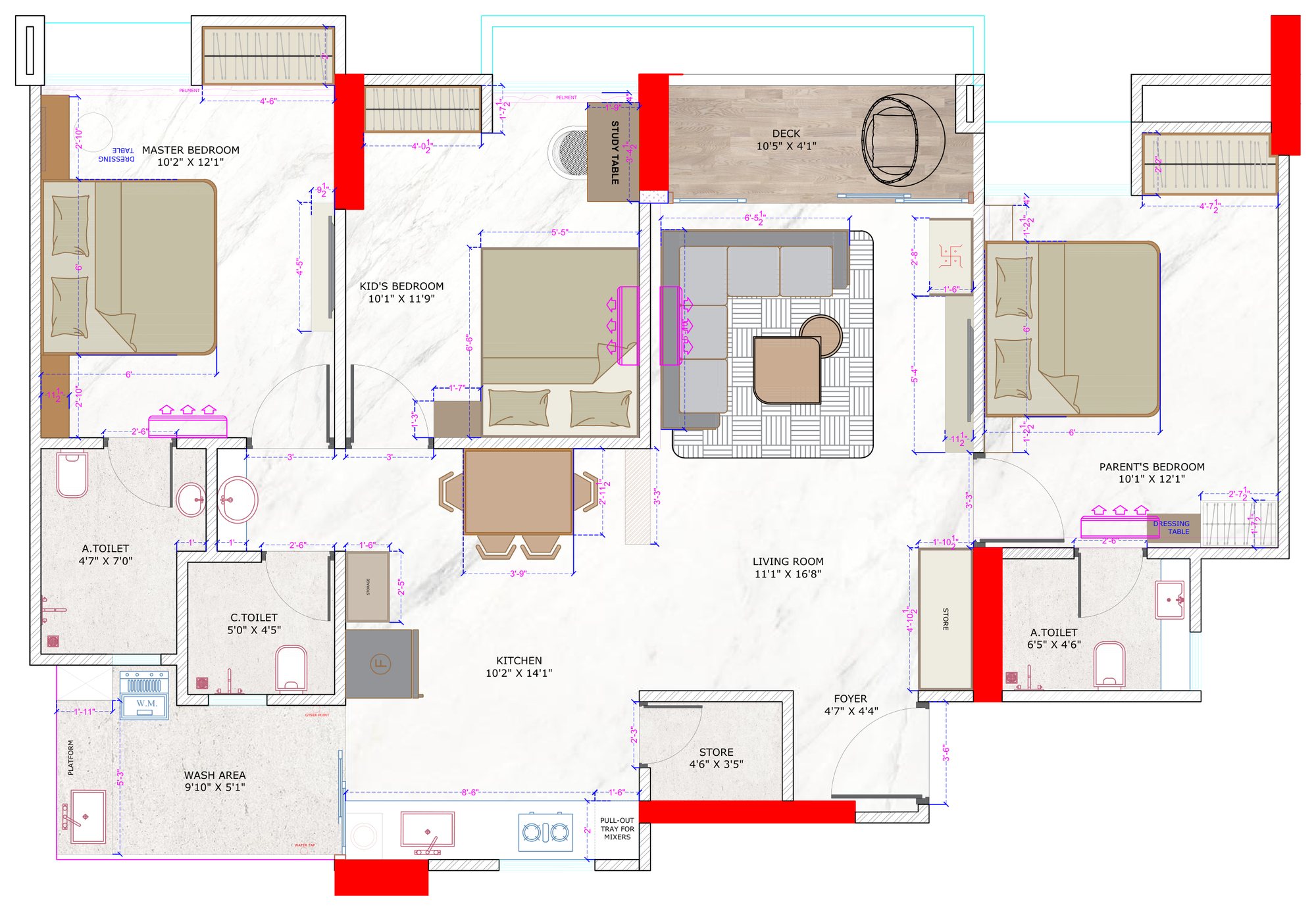 Furniture layout for Aspire, Tower C