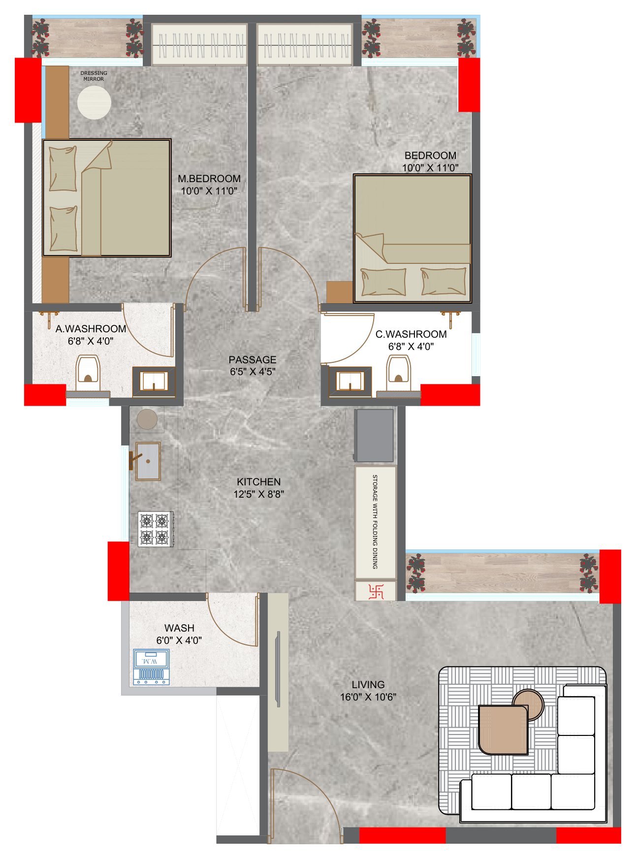 Furniture layout for Janki Heights Residence